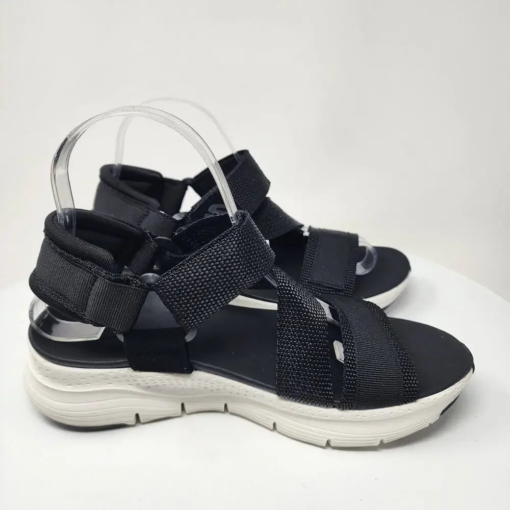 Skechers Arch Fit Casual Retro Sandals Women 8 Black Nylon Z-Strap 119237-BLK - Picture 9 of 12